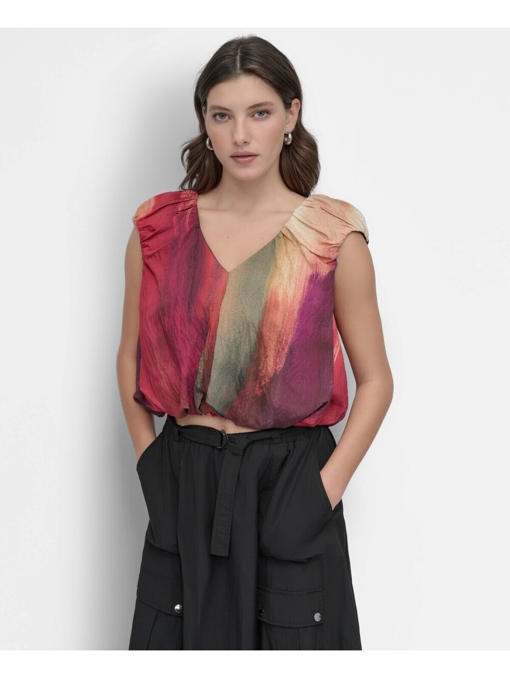 DKNY Womens Rumpled Abstract-Print June Brush Stroke XS